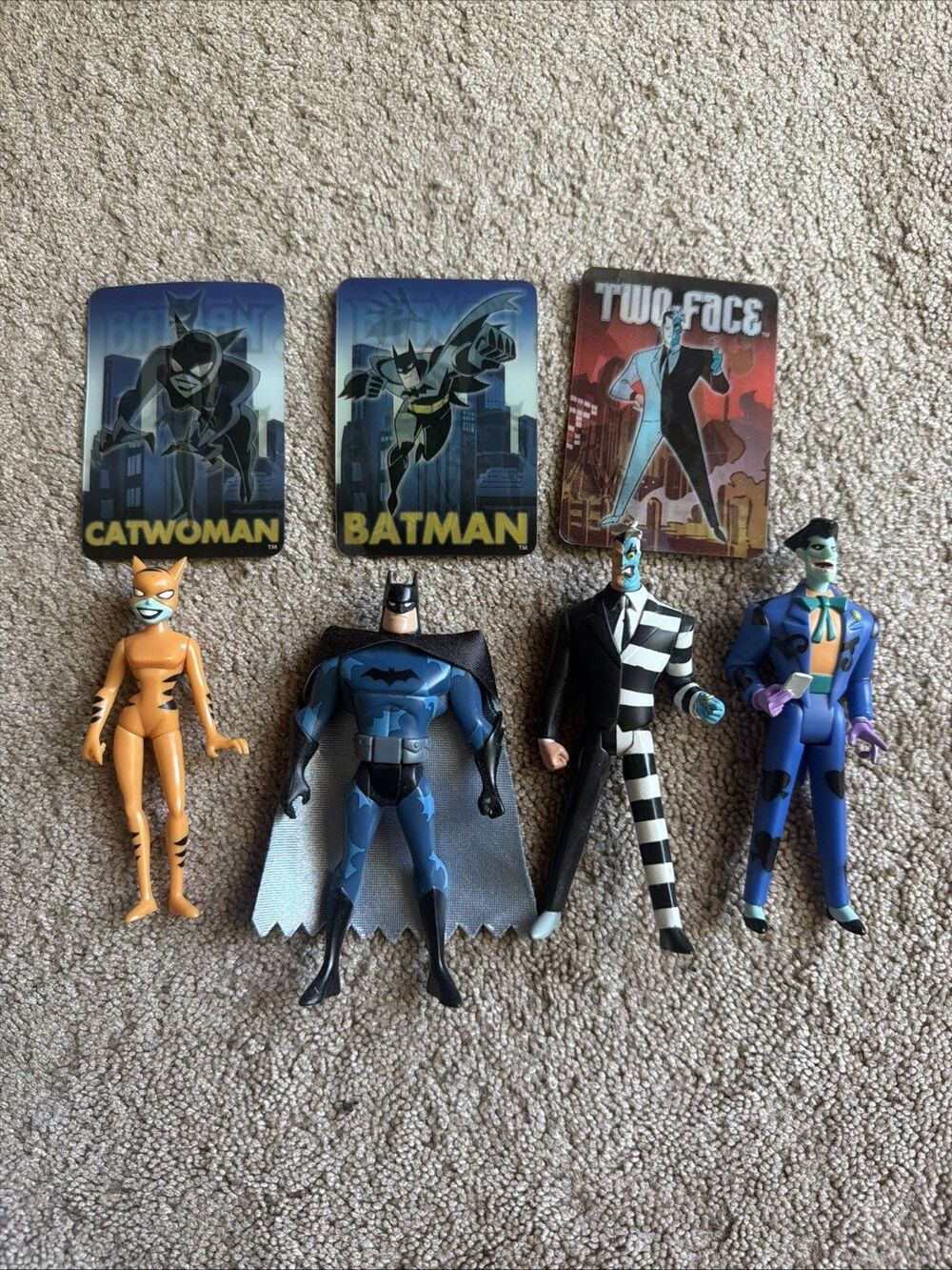 2003 Mattel Batman Gotham City Figures With Motion Cards Two Face Joker Batman